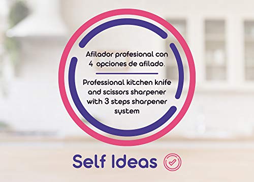 Self Ideas - Afilador de Cuchillos Manual. Afilador Profesional con 4 Funciones. Eficaz para Todo Tipo de Cuchillos de Cocina.