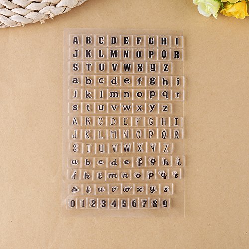 Sellos de Silicona Letras del Alfabeto Números Sets de Sellado Niños Adulto DIY Craft Scrapbooking Tarjeta Que Hace Diario Álbum Decorar Papelería Herramienta(mayúscula + minúscula)