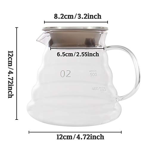 Servidor de café de vidrio V60, jarra de café de goteo, tetera de café para verter sobre café y té, 650 ml