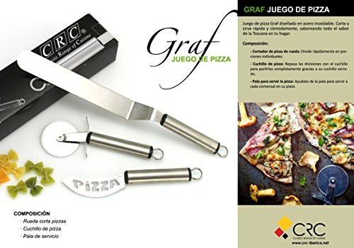 Set corta pizzas GRAF- cuchillo, corta pizzas de hoja redonda y pala de servir - acero inoxidable