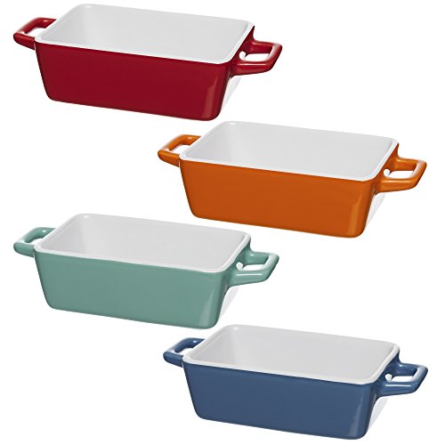 Set de 4 mini fuentes para horno, de la marca Invero, de colores, ideales para lasañas, pasteles, tapas y más