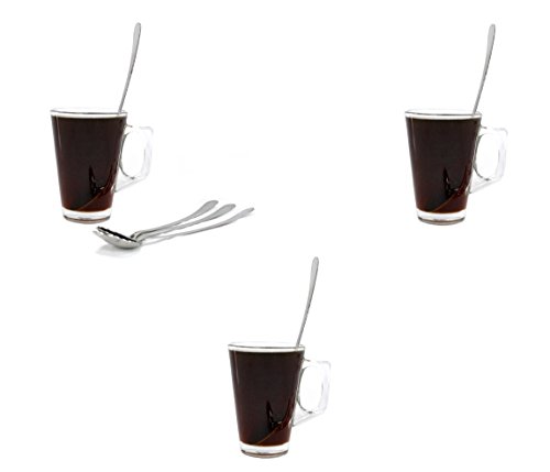 Set de 6 vasos de café de vidrio de 240 ml con 6 cucharas de regalo