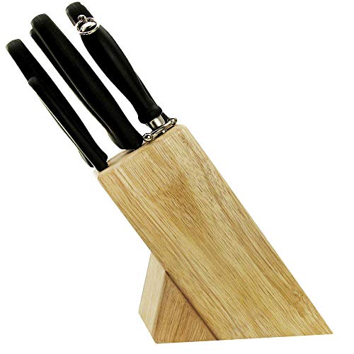 Set de 7 piezas cuchillo jamonero, de pan/de sierra, deshuesador, fileteador y pelador + DE REGALO taco de madera y chaira/afilador: 20.30cm de filo