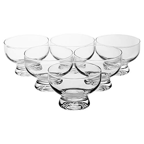 Set of 6 Short Stemmed Glass Dessert Sundae Icecream Cocktail Bowl by EG Homeware