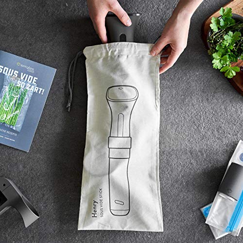 Set para cocinar al vacío con Sous Vide HENRY 1200W, Bolsa y Máquina al Vacío, Roner cocina a baja temperatura, Circulador de Inmersion precisión, Control de temperatura