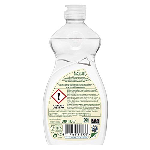 Seventh Generation - Cítrico Lavavajillas a Mano, sin fragancias sintéticas y colorantes - 500 ml