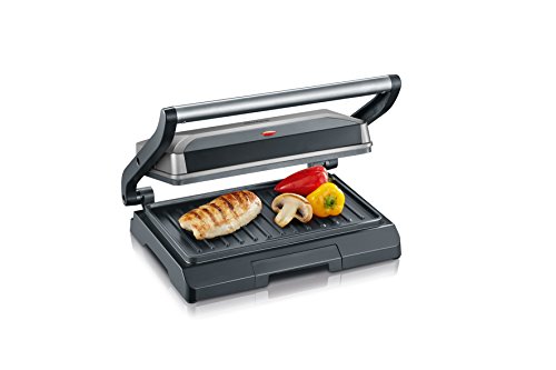 SEVERIN KG 2394 Grill automático y compacto con Slim-Design, 800 W, color gris metalizado y negro