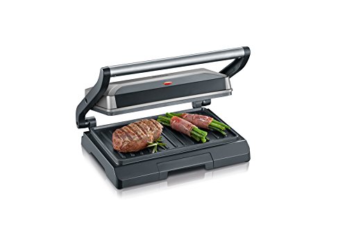 SEVERIN KG 2394 Grill automático y compacto con Slim-Design, 800 W, color gris metalizado y negro