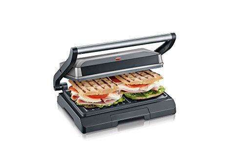 SEVERIN KG 2394 Grill automático y compacto con Slim-Design, 800 W, color gris metalizado y negro