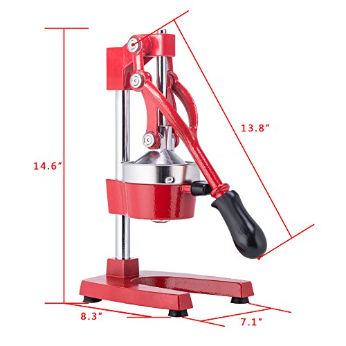 Sfeomi Exprimidor de Frutas Manual Exprimidor de Naranjas Comercial Exprimidor de Cítricos de Grado Comercial para Granada, Limón y Naranja para el Hogar, Restaurante (Rojo)