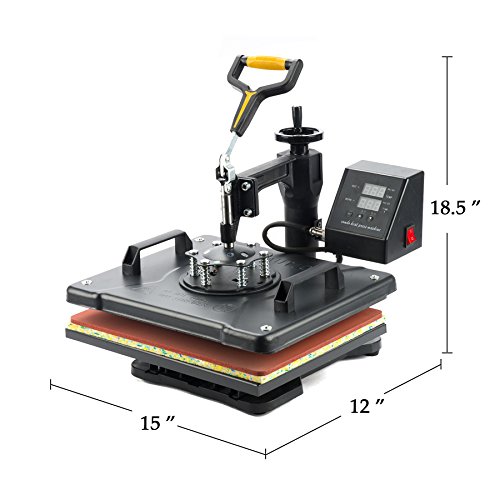 Sfeomi Prensa de Calor 30 x 38cm Máquina de Prensa de Calor Multifuncional 5 en 1 Prensa de Transferencia Giratoria de 360 grados para Camiseta Taza Sombrero Tapa (5 en 1)