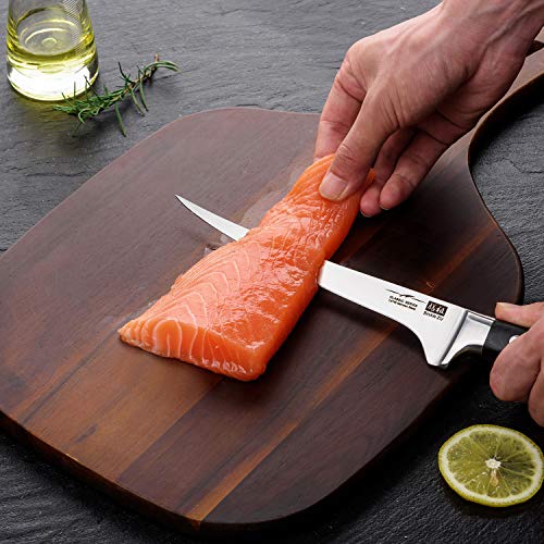 SHAN ZU Cuchillo de Filete 18 cm, Cuchillo para Pescado Profesional de 7 Pulgadas, Cuchillo de Filetear de Pescado Súper Afilado en Acero Inoxidable Alemán 1.4116, Mango de Madera Ergonómico