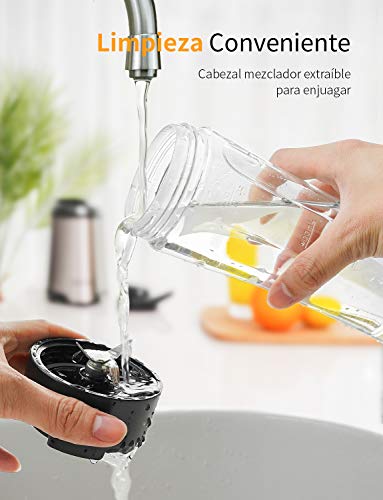 SHARDOR Batidoras de Vaso Individual Licuadora para Verduras y Frutas Multifuncional Blender Smoothies Zumos Acero Inocidable 2 Botellas Portátil Alta Capacidad 600ml sin BPA 350W