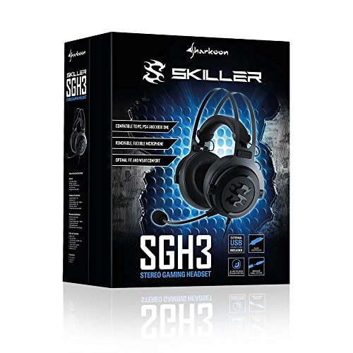 Sharkoon SGH3 - Auriculares Gaming con Cable, Estéreo, Micrófono, Negro