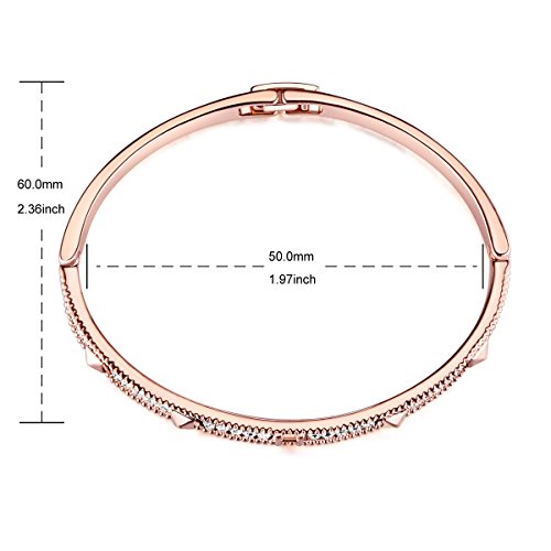 SHEGRACE Brazaletes Mujer Chapado en Oro Rosa, AAA Circonitas Cúbicas y piramides Pulsera, 185mm, Joyería para Mujer Niñas, Regalo para Día de la Madre El Día de San Valentín La Navidad El Cumpleaños