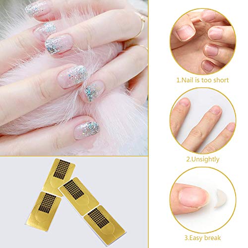 ShengRuHai Moldes Uñas Guías Extensión Pegatinas Formas Para UV Gel pegatinas de uñas soporte de papel oro Bandeja de papel de manicura 200 Hojas