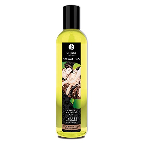 Shunga Aceite Orgánico Intoxicating Chocolate, Color Amarillo Translúcido - 250 ml