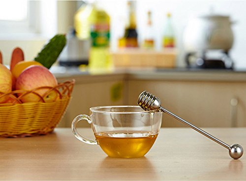 Shuxy Cuchara de miel Acero inoxidable 304 Miel y cucharón de jarabe Stick Server Spoon Stirrer Varita de mango recto para recipientes Pot Jar - 6.3 pulgadas