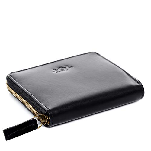 SID & VAIN® Cartera Hannah Portamonedas Monedero Mujer Piel Negro