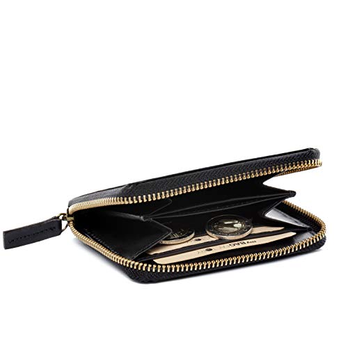 SID & VAIN® Cartera Hannah Portamonedas Monedero Mujer Piel Negro