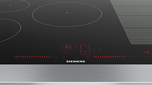 Siemens EX801LVC1E hobs Negro, Acero inoxidable Integrado Con - Placa (Negro, Acero inoxidable, Integrado, Con placa de inducción, Vidrio y cerámica, 2200 W, 14,5 cm)
