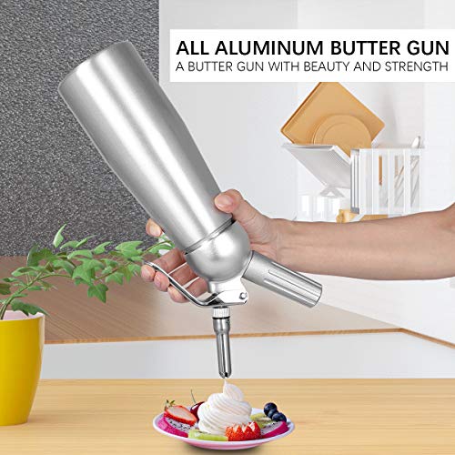 Sifon Cocina Espumas 500ML Dispensadores de Nata Sifón de Aluminio dispensador Profesional de nata Contiene 3 boquillas para de acero inoxidable Hace Crema, Helado y mucho más