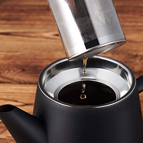 SILBERTHAL Tetera Negra 1l para infusiones | Tetera Individual para té con Filtro | Tetera con infusor isotermica | Teapot