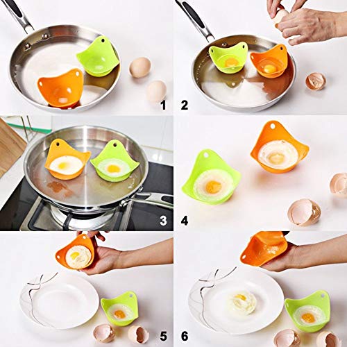 Silicona para Huevos Escalfados Cocidos, Molde para Hervir Huevos – Recipiente Escalfador(conjunto de 6,color aleatorio)