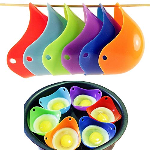 Silicona para Huevos Escalfados Cocidos, Molde para Hervir Huevos – Recipiente Escalfador(conjunto de 6,color aleatorio)