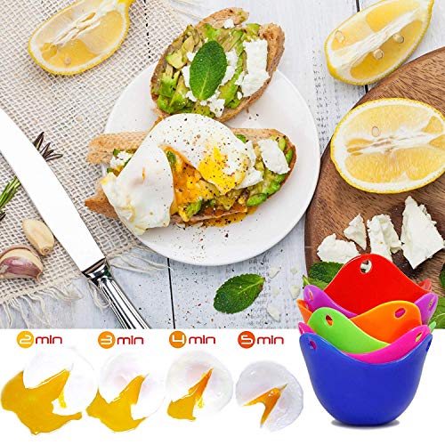 Silicona para Huevos Escalfados Cocidos, Molde para Hervir Huevos – Recipiente Escalfador,Good helper in the kitchen, Buen ayudante en la cocina(conjunto de 6,color aleatorio)