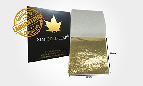 Sim Gold Leaf Hoja, Oro, 35mm x 35mm, 10