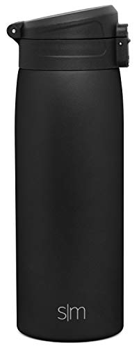 Simple Modern Kona 470mL (16oz) Taza Termica con Cerradura Vaso Termico de Café para Llevar Acero Inoxidable Prueba de Fugas Termo Botella Agua Regalos para mujer u hombre -Medianoche Negro