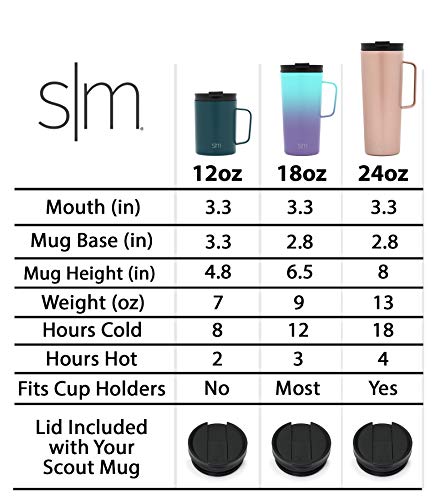 Simple Modern Scout 350mL Termo Taza Vaso Termico de Viaje Café Para Llevar Acero Inoxidable Tapa Prueba de Fugas Botella Agua Regalos originales para mujer u hombre Diseño: Mármol de Carrara