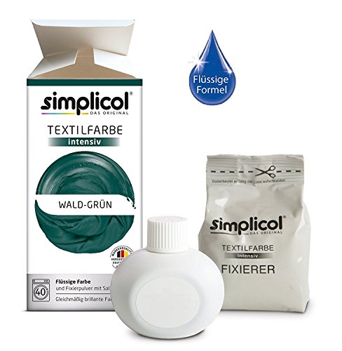 Simplicol Kit de Tinte Textile Dye Intensive Verde: Colorante para Teñir Ropa, Tejidos y Telas Lavadora, Contiene Fijador para Colorante Líquido, Anti Alérgeno, No Destiñe, Seguro para su Lavadora