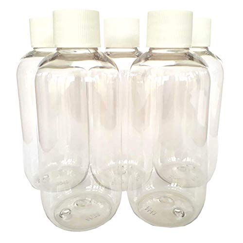 Simply Essential - Botellas de plástico con tapón de Rosca Acanalado Blanco, 100 ml, 5 Unidades