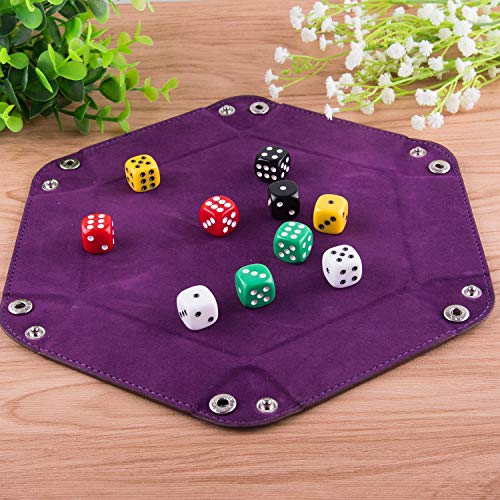 SIQUK 4 Piezas Bandeja Dados PU y Terciopelo Tablero Dados para DND RPG y Otros Juegos de Mesa, 4 Colores