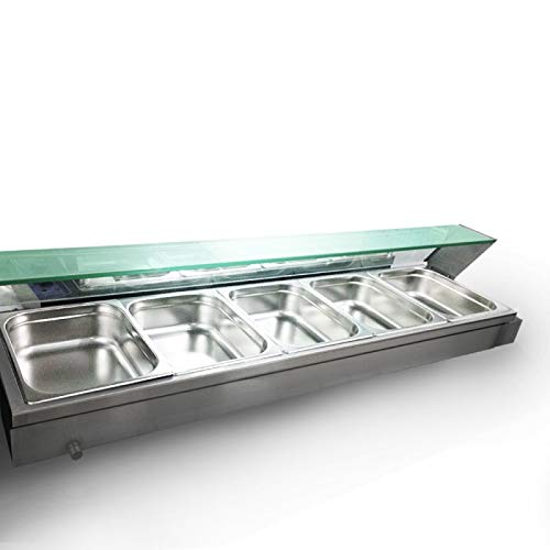 SISHUINIANHUA Calentador de Comida eléctrico de 5 sartenes Calentador de Sopa de mostrador Vaporera de Acero Inoxidable Equipo de refrigerio Buffet,AU