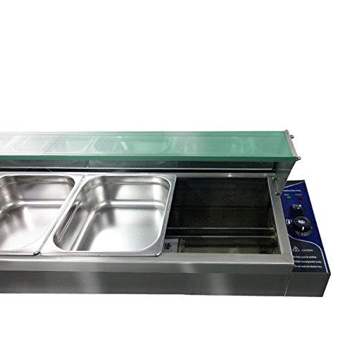 SISHUINIANHUA Calentador de Comida eléctrico de 5 sartenes Calentador de Sopa de mostrador Vaporera de Acero Inoxidable Equipo de refrigerio Buffet,AU