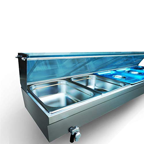 SISHUINIANHUA Calentador de Comida eléctrico de 5 sartenes Calentador de Sopa de mostrador Vaporera de Acero Inoxidable Equipo de refrigerio Buffet,AU