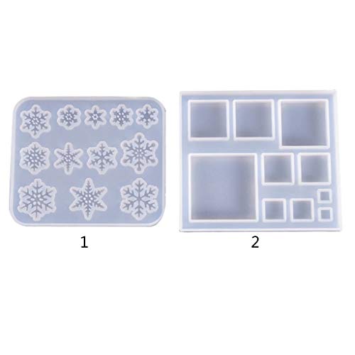 Sitonelectic Moldes de silicona para repostería de Navidad, copos de nieve, bricolaje, joyería, manualidades, accesorios de resina UV transparente