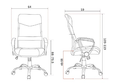 SixBros. Sillón de Oficina Silla de Oficina Silla giratoria Negro H-935-6/1319