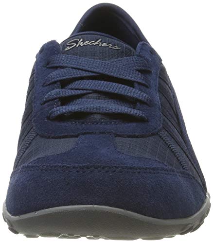 Skechers Breathe-Easy-Weekend Wishes, Zapatillas sin Cordones para Mujer, Azul (Navy Suede/Mesh/Charcoal Trim Nvy), 36 EU