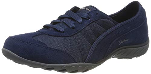 Skechers Breathe-Easy-Weekend Wishes, Zapatillas sin Cordones para Mujer, Azul (Navy Suede/Mesh/Charcoal Trim Nvy), 36 EU