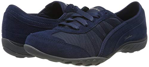 Skechers Breathe-Easy-Weekend Wishes, Zapatillas sin Cordones para Mujer, Azul (Navy Suede/Mesh/Charcoal Trim Nvy), 36 EU