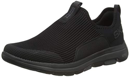 Skechers Go Walk 5, Zapatillas sin Cordones para Hombre, Negro (Black Textile/Synthetic/Charcoal Trim Bkcc), 41 EU