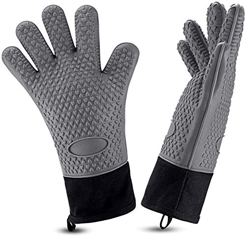 Skevic Guantes para Horno, Manoplas Horno de Silicona - Guantes Cocina Resistentes al Calor hasta 350ºC - Guantes Horno Profesional para Barbacoa, Olla, Hornos, Chimenea Impermeable y Antideslizante