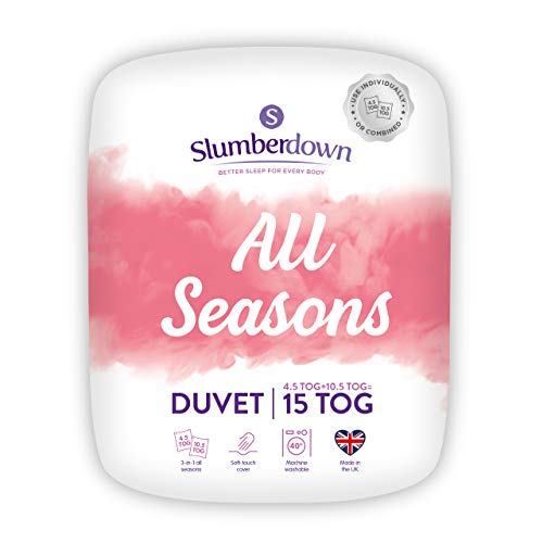 SLUMBERDOWN All Seasons - Edredón (Cama Doble, 15 TOG), Color Blanco