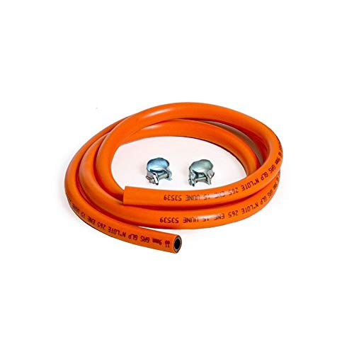 S&M 321535 Kit Tubería homologada de Gas Butano de 1,5 Metros-Ø 9mm con Abrazaderas con pestaña, Naranja