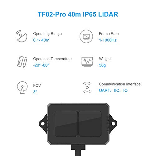 SmartFly info TF02-Pro Lidar Sensor 40 m de distancia de rango medio de un solo punto de distancia UART / I2C para drone/detección industrial/robot