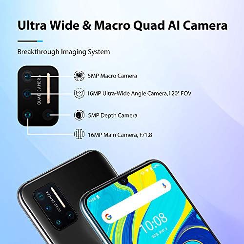 Smartphone Ofertas UMIDIGI A7 Pro Telefono Movil 4GB RAM + 64GB ROM Moviles, 6.3"FHD+ Pantalla Completa, Procesador Octa-Core Movil Libre Batería 4150mAh Cámara Cuádruple AI de 16MP, Android 10